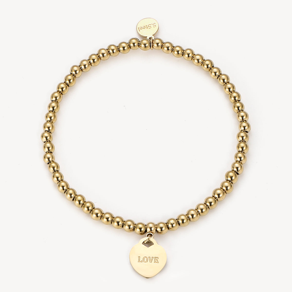 PerlenArmband Edelstahl HerzAnhänger 14 Karat Gold SCHUHZWANG